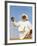 Bedouin Man Kneels on Top of a Sand Dune in the Desert-John Warburton-lee-Framed Photographic Print