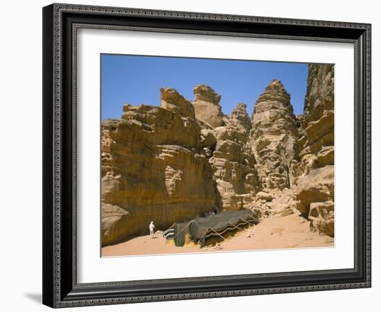 Bedouin Tent and Rocks of the Desert, Wadi Rum, Jordan, Middle East-Alison Wright-Framed Photographic Print