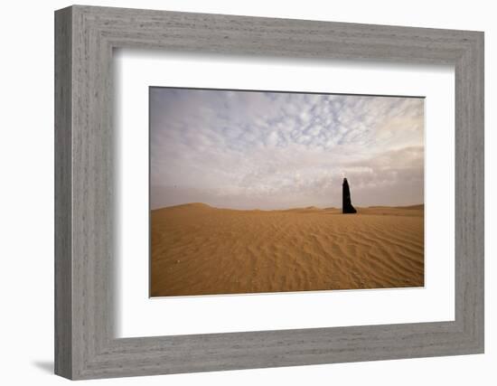 Bedouin woman in the desert. Abu Dhabi, United Arab Emirates.-Tom Norring-Framed Photographic Print