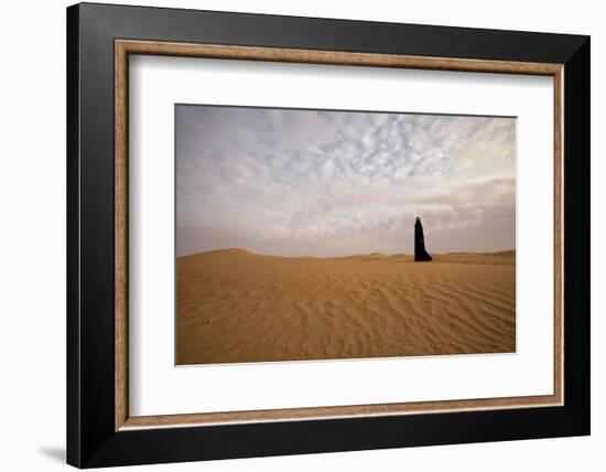 Bedouin woman in the desert. Abu Dhabi, United Arab Emirates.-Tom Norring-Framed Photographic Print