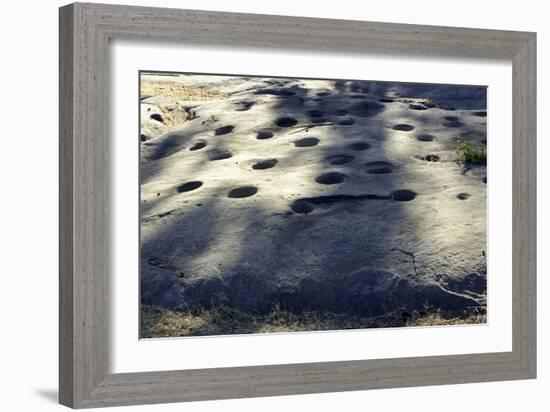 Bedrock Mortar Holes, or Chaw’se, Used by Miwok to Grind Acorns and Seeds, California-null-Framed Photographic Print