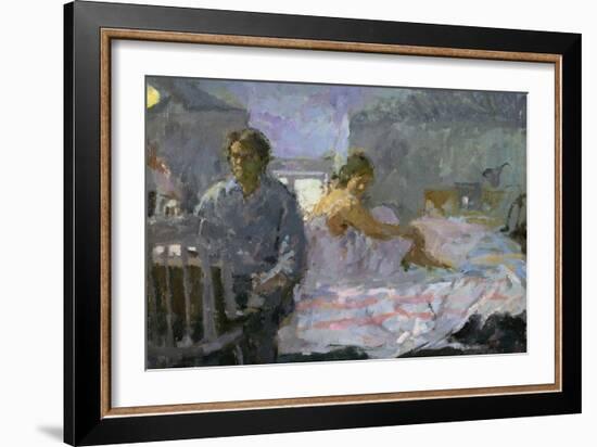 Bedroom Interior with Two Figures-Bernard Dunstan-Framed Giclee Print