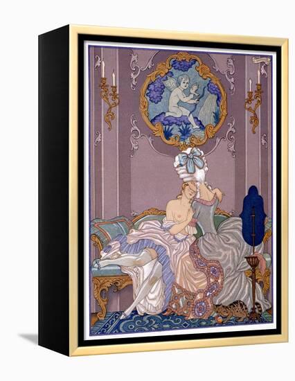 Bedroom Scene from "Les Liaisons Dangereuses" by Pierre Choderlos De Laclos Published 1920s-Georges Barbier-Framed Premier Image Canvas