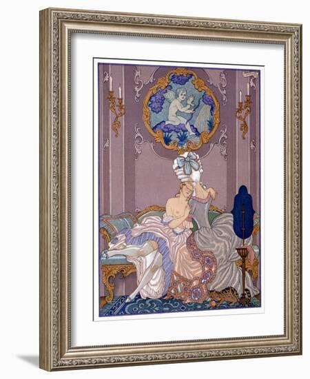 Bedroom Scene from "Les Liaisons Dangereuses" by Pierre Choderlos De Laclos Published 1920s-Georges Barbier-Framed Giclee Print