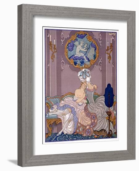 Bedroom Scene from "Les Liaisons Dangereuses" by Pierre Choderlos De Laclos Published 1920s-Georges Barbier-Framed Giclee Print