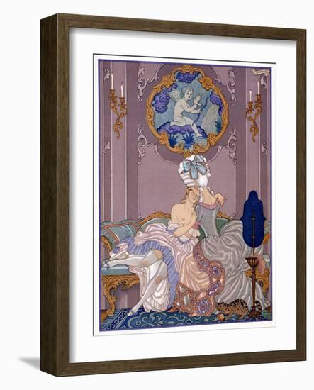 Bedroom Scene from "Les Liaisons Dangereuses" by Pierre Choderlos De Laclos Published 1920s-Georges Barbier-Framed Giclee Print