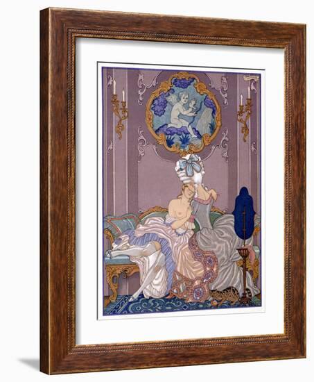 Bedroom Scene from "Les Liaisons Dangereuses" by Pierre Choderlos De Laclos Published 1920s-Georges Barbier-Framed Giclee Print