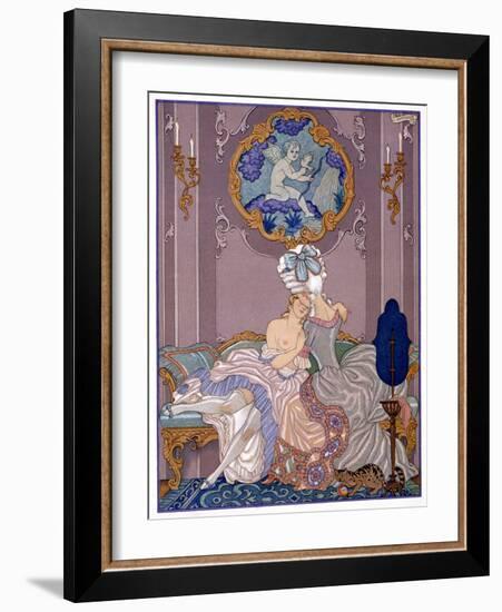 Bedroom Scene from "Les Liaisons Dangereuses" by Pierre Choderlos De Laclos Published 1920s-Georges Barbier-Framed Giclee Print