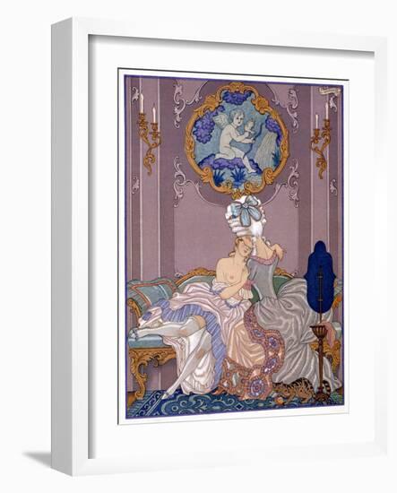 Bedroom Scene from "Les Liaisons Dangereuses" by Pierre Choderlos De Laclos Published 1920s-Georges Barbier-Framed Giclee Print