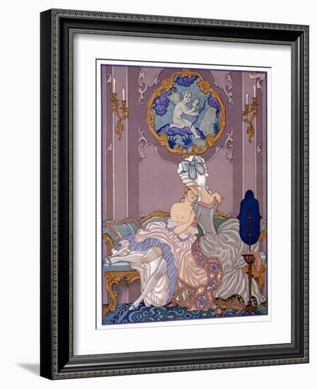 Bedroom Scene from "Les Liaisons Dangereuses" by Pierre Choderlos De Laclos Published 1920s-Georges Barbier-Framed Giclee Print