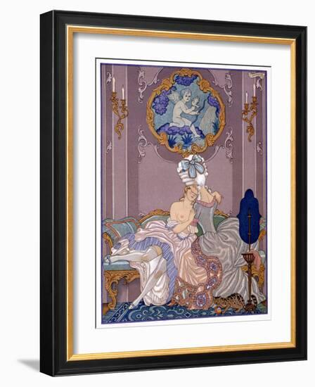 Bedroom Scene from "Les Liaisons Dangereuses" by Pierre Choderlos De Laclos Published 1920s-Georges Barbier-Framed Giclee Print