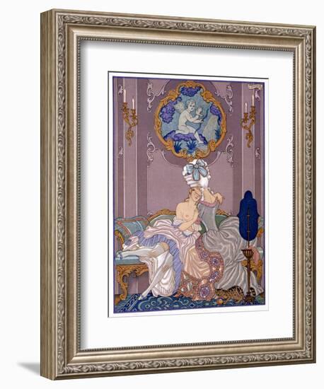 Bedroom Scene from "Les Liaisons Dangereuses" by Pierre Choderlos De Laclos Published 1920s-Georges Barbier-Framed Giclee Print