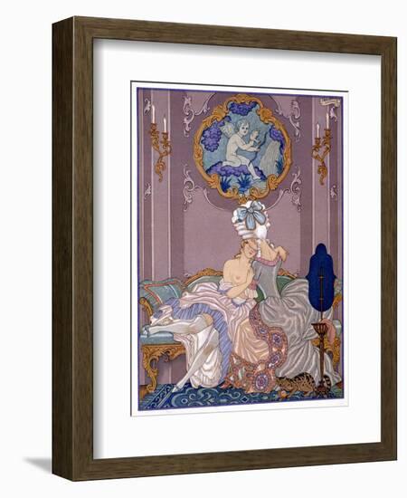 Bedroom Scene from "Les Liaisons Dangereuses" by Pierre Choderlos De Laclos Published 1920s-Georges Barbier-Framed Giclee Print