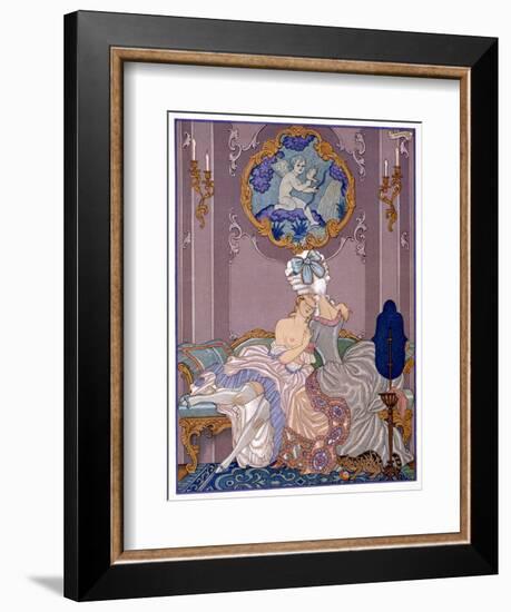 Bedroom Scene from "Les Liaisons Dangereuses" by Pierre Choderlos De Laclos Published 1920s-Georges Barbier-Framed Giclee Print