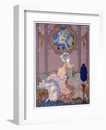 Bedroom Scene from "Les Liaisons Dangereuses" by Pierre Choderlos De Laclos Published 1920s-Georges Barbier-Framed Giclee Print