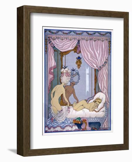 Bedroom Scene from "Les Liaisons Dangereuses" by Pierre Choderlos De Laclos Published 1920s-Georges Barbier-Framed Giclee Print