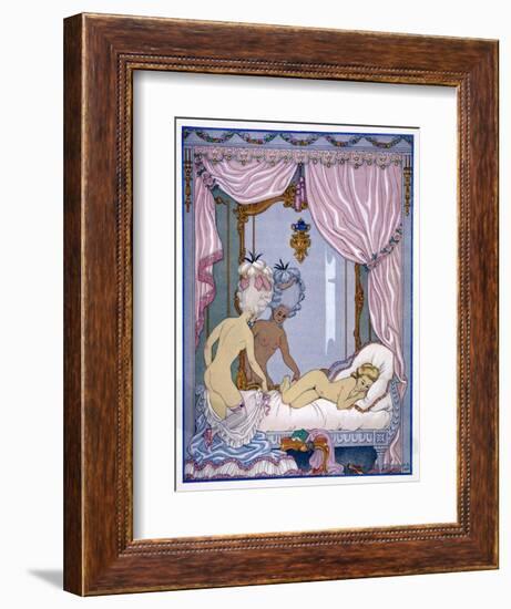 Bedroom Scene from "Les Liaisons Dangereuses" by Pierre Choderlos De Laclos Published 1920s-Georges Barbier-Framed Giclee Print