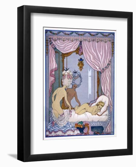 Bedroom Scene from "Les Liaisons Dangereuses" by Pierre Choderlos De Laclos Published 1920s-Georges Barbier-Framed Giclee Print