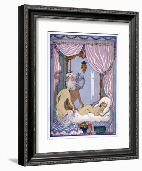 Bedroom Scene from "Les Liaisons Dangereuses" by Pierre Choderlos De Laclos Published 1920s-Georges Barbier-Framed Giclee Print