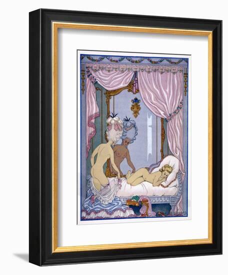 Bedroom Scene from "Les Liaisons Dangereuses" by Pierre Choderlos De Laclos Published 1920s-Georges Barbier-Framed Giclee Print