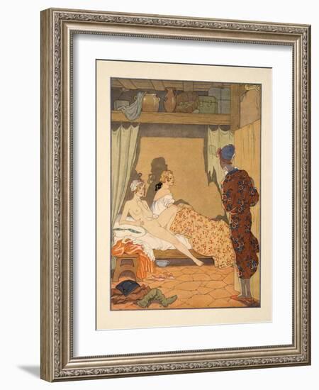 Bedroom Scene, Illustration from 'Les Liaisons Dangereuses' by Pierre Choderlos De Laclos (1741-180-Georges Barbier-Framed Giclee Print