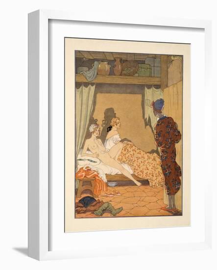 Bedroom Scene, Illustration from 'Les Liaisons Dangereuses' by Pierre Choderlos De Laclos (1741-180-Georges Barbier-Framed Giclee Print