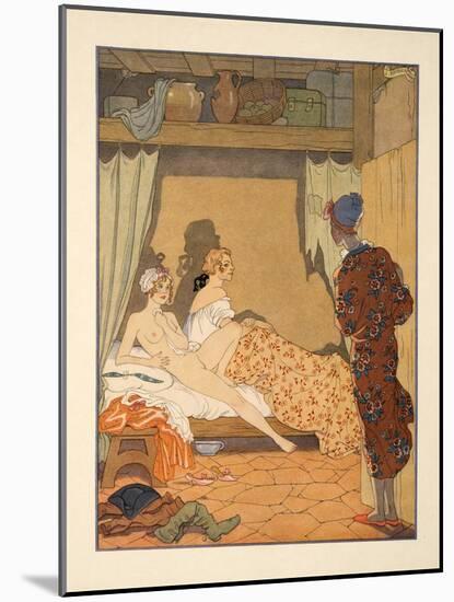 Bedroom Scene, Illustration from 'Les Liaisons Dangereuses' by Pierre Choderlos De Laclos (1741-180-Georges Barbier-Mounted Giclee Print