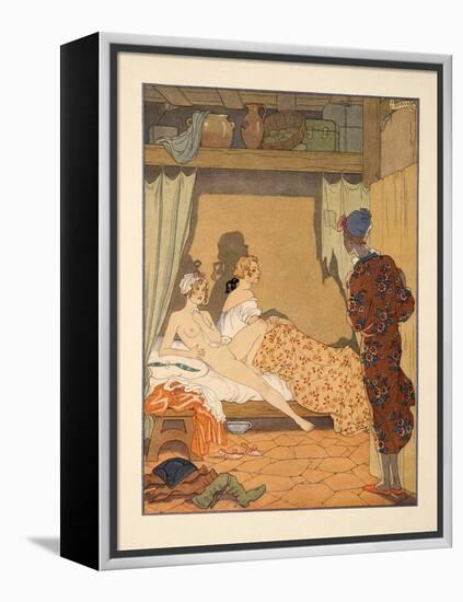 Bedroom Scene, Illustration from 'Les Liaisons Dangereuses' by Pierre Choderlos De Laclos (1741-180-Georges Barbier-Framed Premier Image Canvas