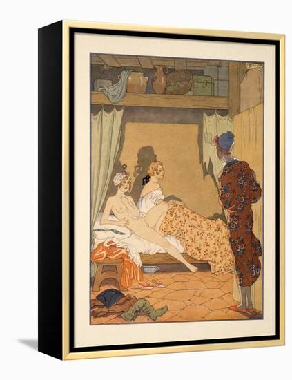 Bedroom Scene, Illustration from 'Les Liaisons Dangereuses' by Pierre Choderlos De Laclos (1741-180-Georges Barbier-Framed Premier Image Canvas