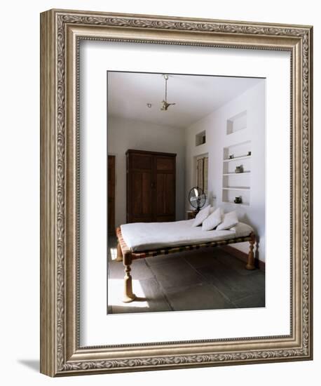 Bedroom with Traditional Low Slung Bed or Charpoy in a Home in Amber, Near Jaipur, India-John Henry Claude Wilson-Framed Photographic Print