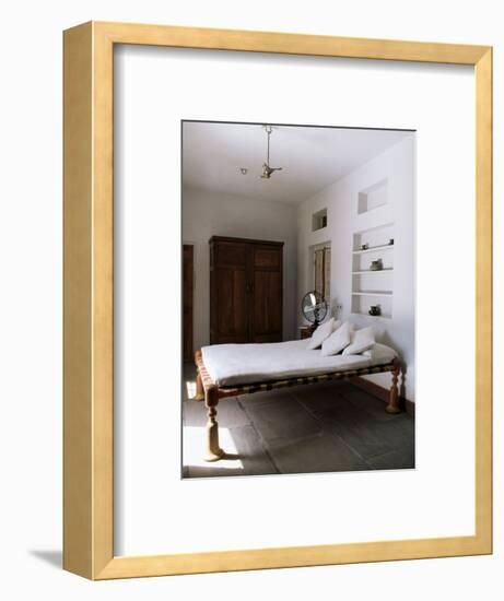 Bedroom with Traditional Low Slung Bed or Charpoy in a Home in Amber, Near Jaipur, India-John Henry Claude Wilson-Framed Photographic Print