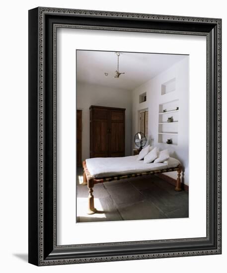 Bedroom with Traditional Low Slung Bed or Charpoy in a Home in Amber, Near Jaipur, India-John Henry Claude Wilson-Framed Photographic Print