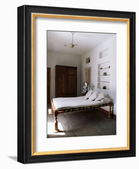 Bedroom with Traditional Low Slung Bed or Charpoy in a Home in Amber, Near Jaipur, India-John Henry Claude Wilson-Framed Photographic Print