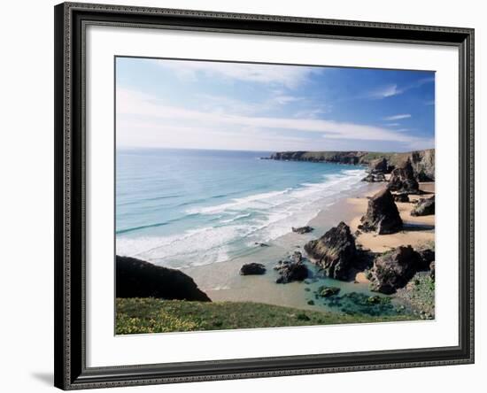 Bedruthan Steps Cornwall England-null-Framed Photographic Print