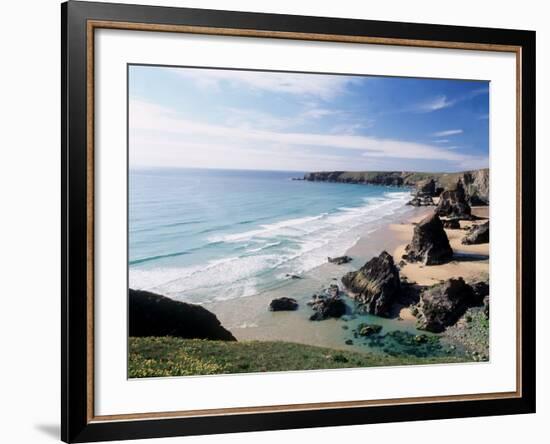 Bedruthan Steps Cornwall England-null-Framed Photographic Print