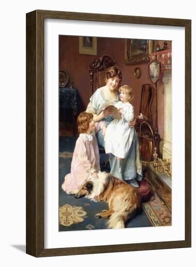 Bedtime Story, 1915 (Oil on Canvas)-Arthur John Elsley-Framed Giclee Print