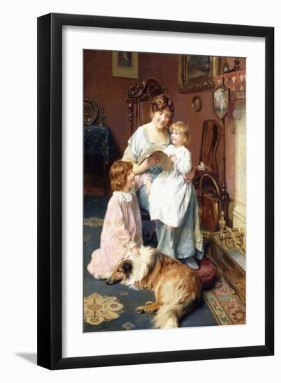 Bedtime Story, 1915 (Oil on Canvas)-Arthur John Elsley-Framed Giclee Print