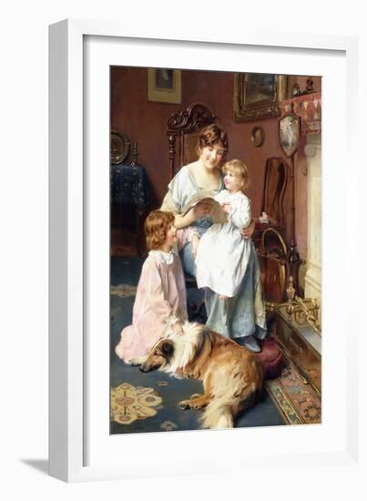 Bedtime Story, 1915 (Oil on Canvas)-Arthur John Elsley-Framed Giclee Print