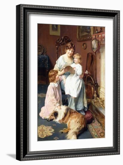 Bedtime Story, 1915 (Oil on Canvas)-Arthur John Elsley-Framed Giclee Print