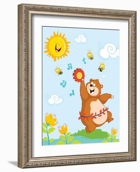 Bee Bright!-Blue Fish-Framed Art Print