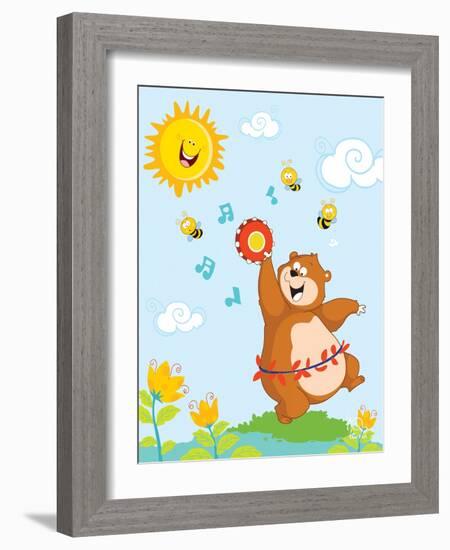 Bee Bright!-Blue Fish-Framed Art Print