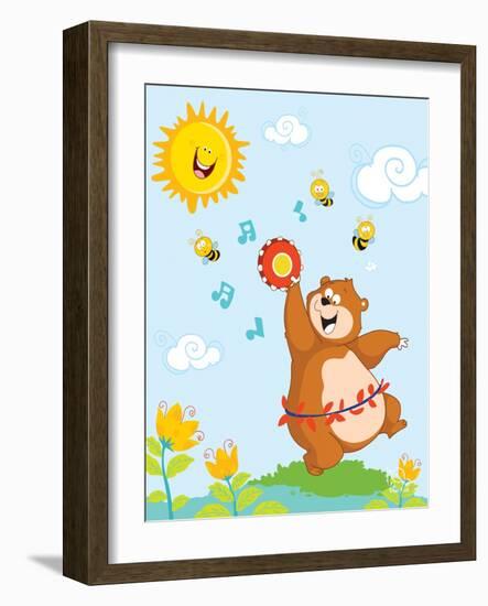 Bee Bright!-Blue Fish-Framed Art Print