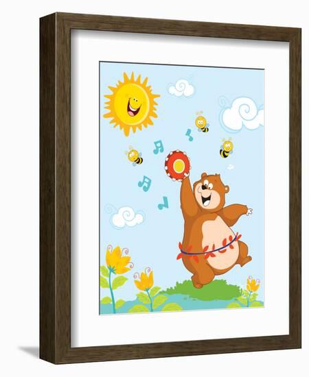 Bee Bright!-Blue Fish-Framed Art Print