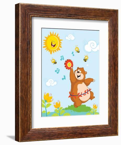 Bee Bright!-Blue Fish-Framed Art Print