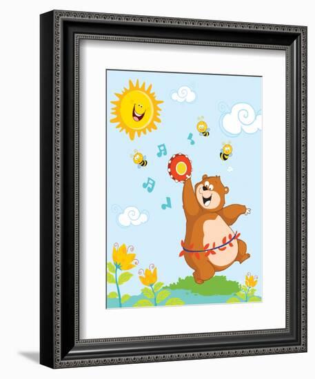 Bee Bright!-Blue Fish-Framed Art Print