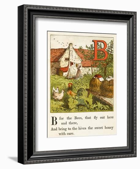 Bee-Hive in English Country Garden-null-Framed Art Print