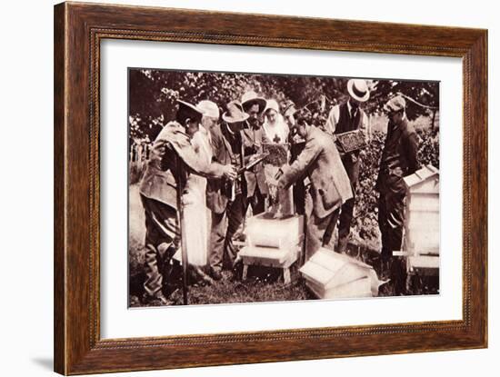 Bee-Keeping Instruction under Lord Eglinton's Scheme: Comb-Examination-English Photographer-Framed Giclee Print