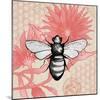 Bee on Pink Flower Square-Elizabeth Medley-Mounted Art Print