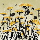 Yarrow Flowers with Silhouette Birds and Butterflies-Bee Sturgis-Art Print