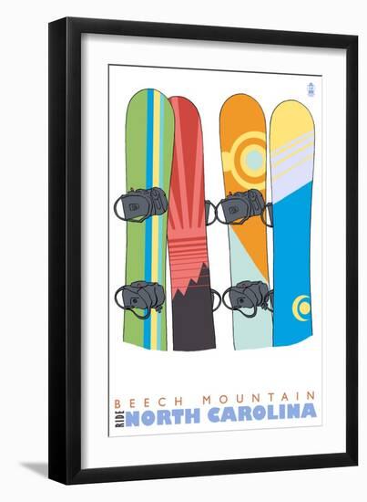 Beech Mountain, North Carolina, Snowboards in the Snow-Lantern Press-Framed Art Print